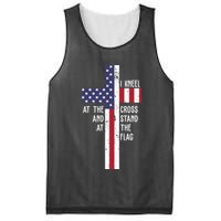 I Kneel At The Cross And Stand At The Flag USA Cross Mesh Reversible Basketball Jersey Tank
