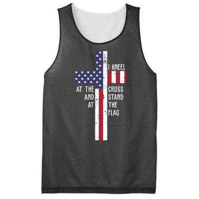 I Kneel At The Cross And Stand At The Flag USA Cross Mesh Reversible Basketball Jersey Tank