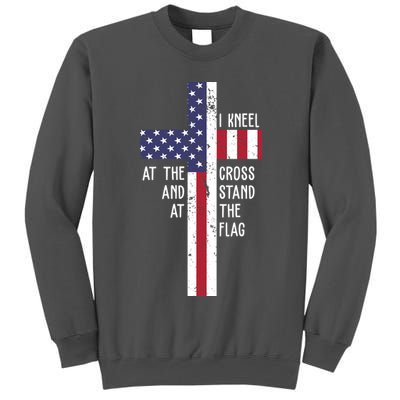 I Kneel At The Cross And Stand At The Flag USA Cross Tall Sweatshirt