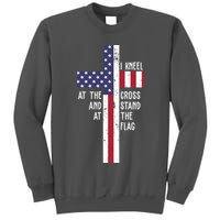I Kneel At The Cross And Stand At The Flag USA Cross Tall Sweatshirt