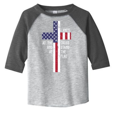 I Kneel At The Cross And Stand At The Flag USA Cross Toddler Fine Jersey T-Shirt