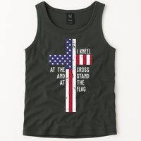 I Kneel At The Cross And Stand At The Flag USA Cross Tank Top