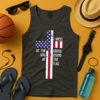I Kneel At The Cross And Stand At The Flag USA Cross Tank Top