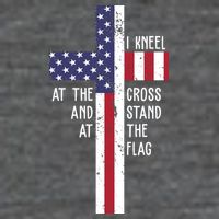 I Kneel At The Cross And Stand At The Flag USA Cross Womens T-Shirt