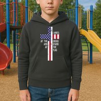 I Kneel At The Cross And Stand At The Flag USA Cross Kids Hoodie