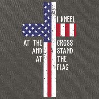 I Kneel At The Cross And Stand At The Flag USA Cross Cotton Canvas Backpack