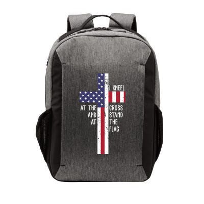 I Kneel At The Cross And Stand At The Flag USA Cross Vector Backpack