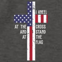 I Kneel At The Cross And Stand At The Flag USA Cross Vector Backpack