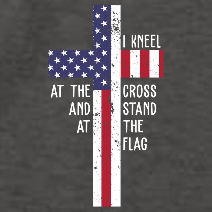 I Kneel At The Cross And Stand At The Flag USA Cross Vector Backpack