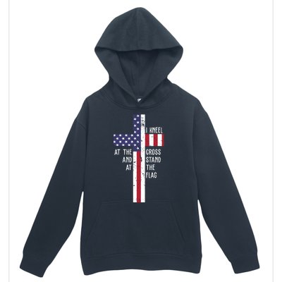 I Kneel At The Cross And Stand At The Flag USA Cross Urban Pullover Hoodie