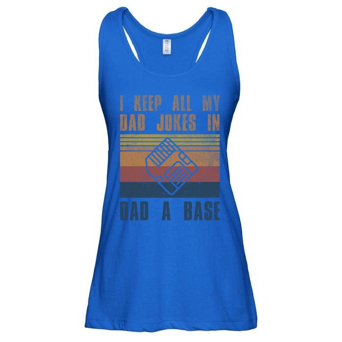 I Keep All My Dad Jokes In A Dadgiftagiftbase Vintage Fathers Day Gift Ladies Essential Flowy Tank