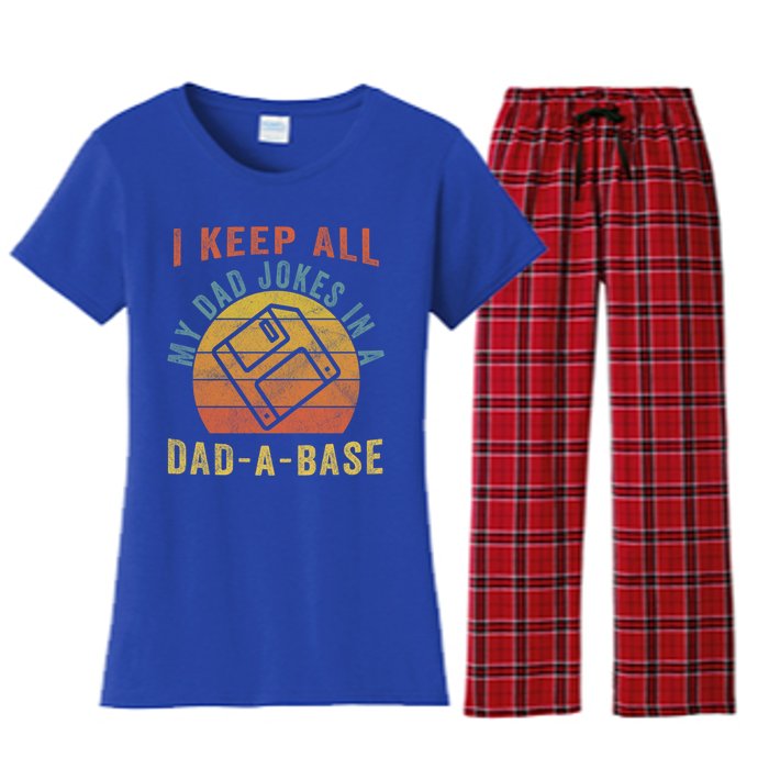 I Keep All My Dad Jokes In A Dadcool Giftacool Giftbase Vintage Father Dad Funny Women's Flannel Pajama Set