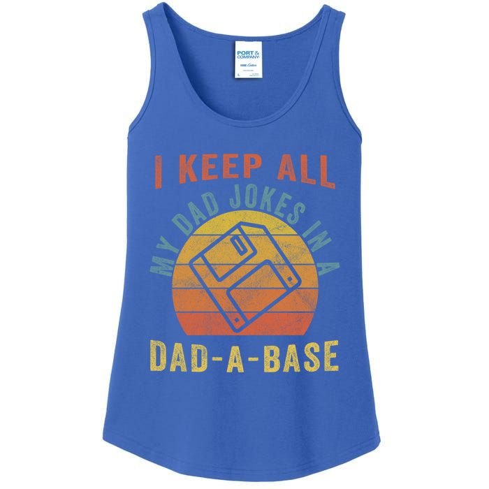 I Keep All My Dad Jokes In A Dadcool Giftacool Giftbase Vintage Father Dad Funny Ladies Essential Tank