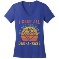 I Keep All My Dad Jokes In A Dadcool Giftacool Giftbase Vintage Father Dad Funny Women's V-Neck T-Shirt