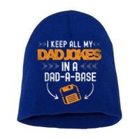 I Keep All My Dad Jokes In A Dadgiftagiftbase Vintage Fathers Day Funny Gift Short Acrylic Beanie