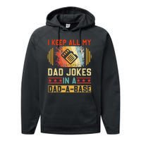 I Keep All My Dad Jokes In A DadABase Vintage Fathers Day Performance Fleece Hoodie