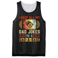 I Keep All My Dad Jokes In A DadABase Vintage Fathers Day Mesh Reversible Basketball Jersey Tank