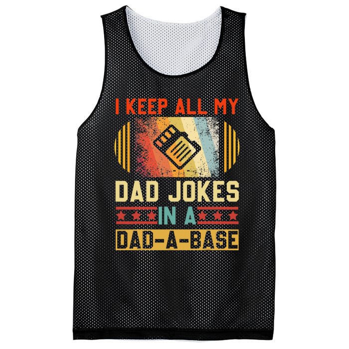 I Keep All My Dad Jokes In A DadABase Vintage Fathers Day Mesh Reversible Basketball Jersey Tank