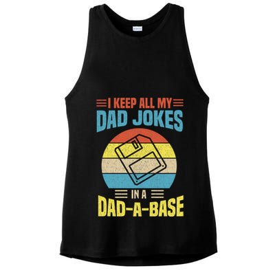 I Keep All My Dad Jokes In A Dadmeaningful Giftameaningful Giftbase Vintage Fath Ladies PosiCharge Tri-Blend Wicking Tank