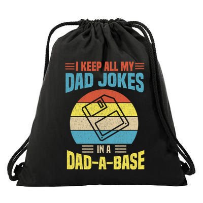 I Keep All My Dad Jokes In A Dadmeaningful Giftameaningful Giftbase Vintage Fath Drawstring Bag