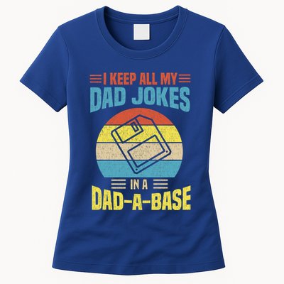 I Keep All My Dad Jokes In A Dadmeaningful Giftameaningful Giftbase Vintage Fath Womens T-Shirt
