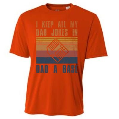 I Keep All My Dad Jokes In A Dadgiftagiftbase Vintage Fathers Day Cool Gift Cooling Performance Crew T-Shirt