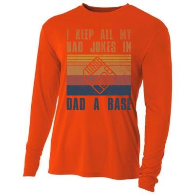 I Keep All My Dad Jokes In A Dadgiftagiftbase Vintage Fathers Day Cool Gift Cooling Performance Long Sleeve Crew