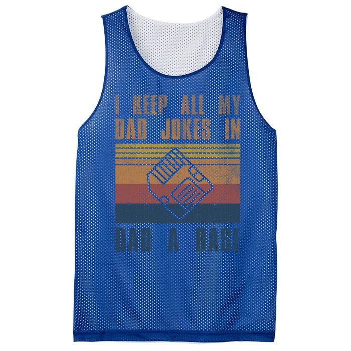 I Keep All My Dad Jokes In A Dadgiftagiftbase Vintage Fathers Day Cool Gift Mesh Reversible Basketball Jersey Tank