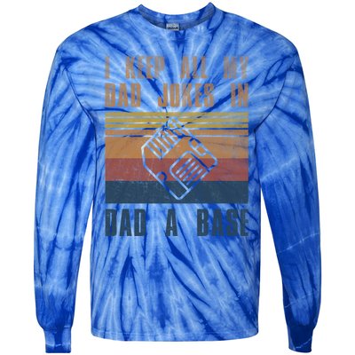 I Keep All My Dad Jokes In A Dadgiftagiftbase Vintage Fathers Day Cool Gift Tie-Dye Long Sleeve Shirt