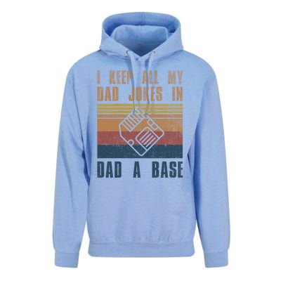 I Keep All My Dad Jokes In A Dadgiftagiftbase Vintage Fathers Day Cool Gift Unisex Surf Hoodie