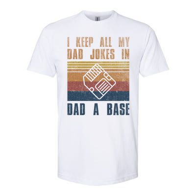 I Keep All My Dad Jokes In A Dadgiftagiftbase Vintage Fathers Day Cool Gift Softstyle CVC T-Shirt