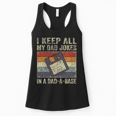 I Keep All My Dad Jokes In A Dad A Base Vintage Father Dad Womens Tank Top