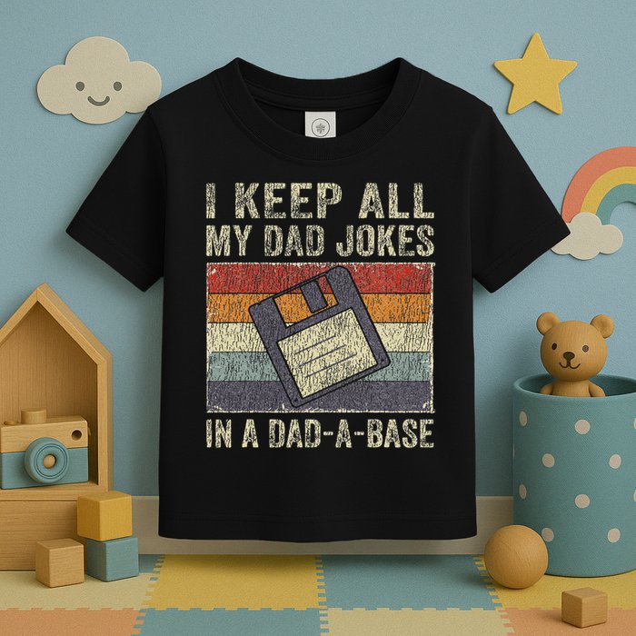 I Keep All My Dad Jokes In A Dad A Base Vintage Father Dad Toddler T-Shirt
