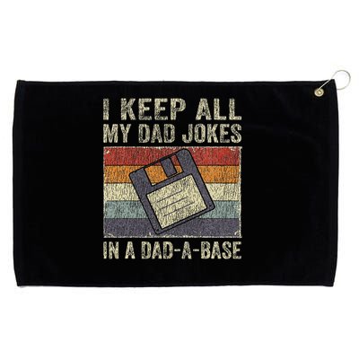 I Keep All My Dad Jokes In A Dad A Base Vintage Father Dad Grommeted Golf Towel