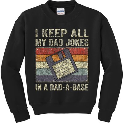 I Keep All My Dad Jokes In A Dad A Base Vintage Father Dad Kids Sweatshirt