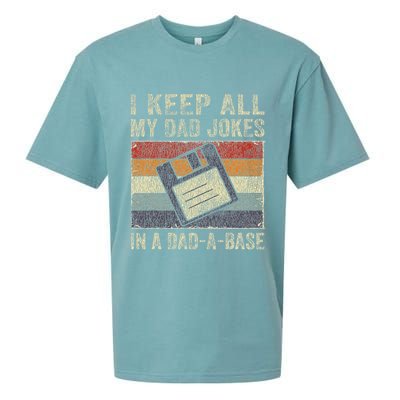 I Keep All My Dad Jokes In A Dad A Base Vintage Father Dad Sueded Cloud Jersey T-Shirt