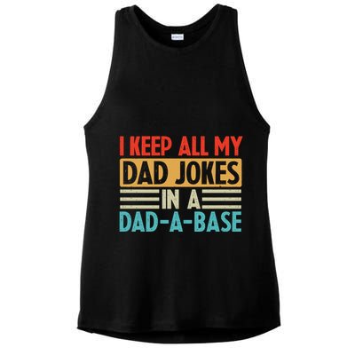 I Keep All My Dad Jokes In A Dad A Base Ladies PosiCharge Tri-Blend Wicking Tank