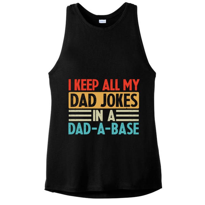 I Keep All My Dad Jokes In A Dad A Base Ladies PosiCharge Tri-Blend Wicking Tank