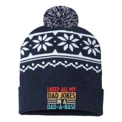 I Keep All My Dad Jokes In A Dad A Base USA-Made Snowflake Beanie