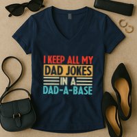 I Keep All My Dad Jokes In A Dad A Base Women's V-Neck T-Shirt