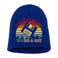 I Keep All My Dad Jokes In A Dadgiftagiftbase Vintage Fathers Day Gift Short Acrylic Beanie