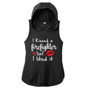 I Kissed A Firefighter And I Liked It Funny Fireman Gift Ladies PosiCharge Tri-Blend Wicking Draft Hoodie Tank