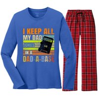 I Keep All My Dad Jokes In A Dadgiftagiftbase Vintage Fathers Day Gift Women's Long Sleeve Flannel Pajama Set 