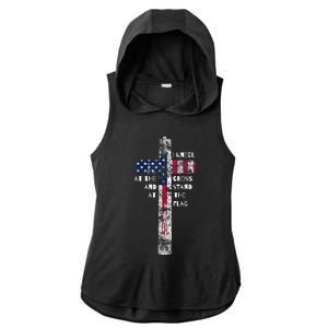 I Kneel At The Cross And Stand At The Flag Men Women Ladies PosiCharge Tri-Blend Wicking Draft Hoodie Tank