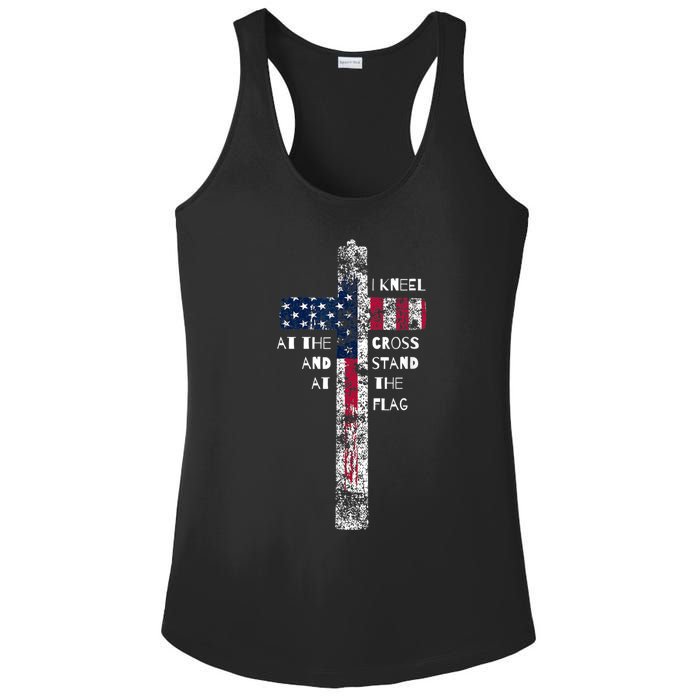 I Kneel At The Cross And Stand At The Flag Men Women Ladies PosiCharge Competitor Racerback Tank