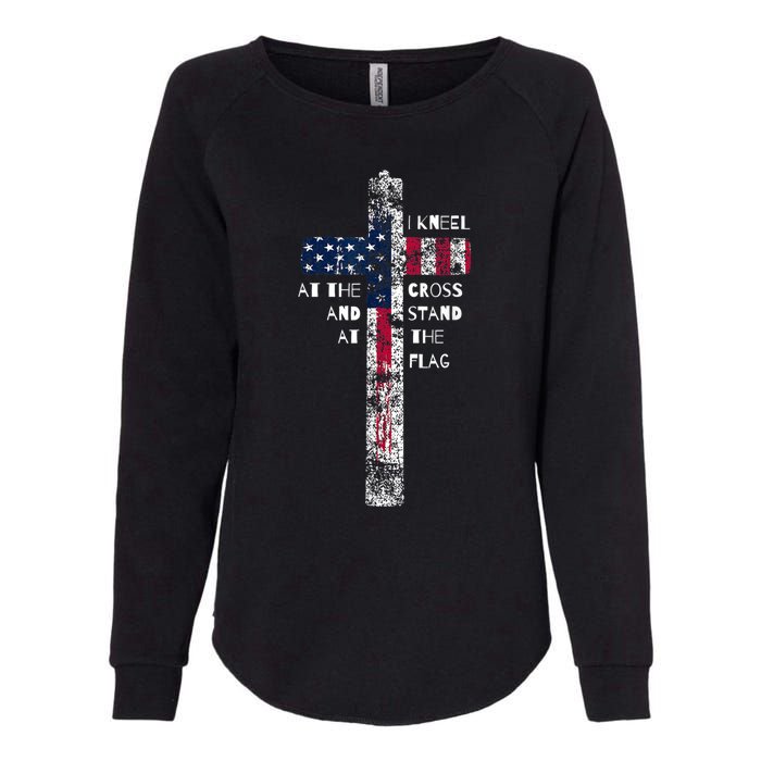 I Kneel At The Cross And Stand At The Flag Men Women Womens California Wash Sweatshirt