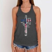 I Kneel At The Cross And Stand At The Flag Men Women Women's Knotted Racerback Tank