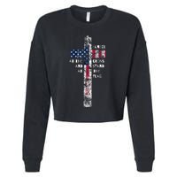 I Kneel At The Cross And Stand At The Flag Men Women Cropped Pullover Crew