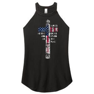 I Kneel At The Cross And Stand At The Flag Men Women Women's Perfect Tri Rocker Tank