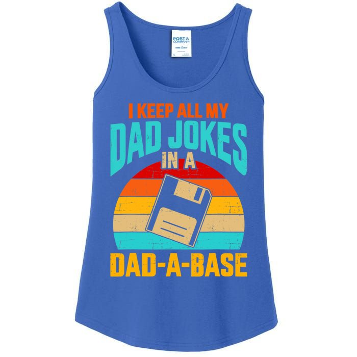 I Keep All My Dad Jokes In A Dadgiftagiftbase Vintage Fathers Day Meaningful Gif Ladies Essential Tank